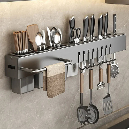 🍽️ Esenciales para organizar la cocina 🔥¡50% de descuento por tiempo limitado! 👨🏻‍🍳 ¡Ordena tu encimera en un solo paso! Soporte multifuncional para palillos y cuchillos de cocina