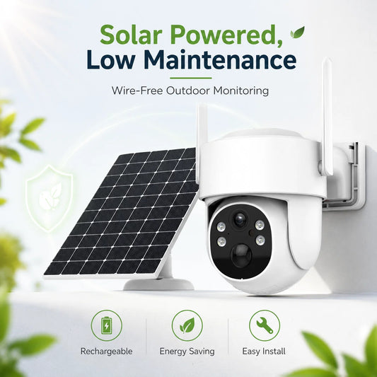 Cámara de seguridad WiFi de 360° con energía solar