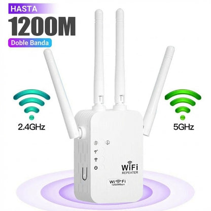 🎁 ¡Último Día de Promoción al 50%! 🔥 Amplificador WiFi 2026, 1200Mbps Banda Dual (5GHz/2.4GHz), Amplificador de Señal, Cubre 10,000 pies² y 50 Dispositivos, Repetidor con Puerto Ethernet.