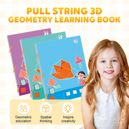 👶✨Libro de aprendizaje de geometría 3D con cuerda para tirar