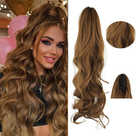 Extensiones de cabello con coleta ondulada de ensueño con clips