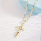 🔥 Collar con colgante de crucifijo tono dorado – Diseño detallado INRI, cadena Figaro ajustable y joya religiosa para el día a día ✝️✨
