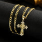 🔥 Collar con colgante de crucifijo tono dorado – Diseño detallado INRI, cadena Figaro ajustable y joya religiosa para el día a día ✝️✨
