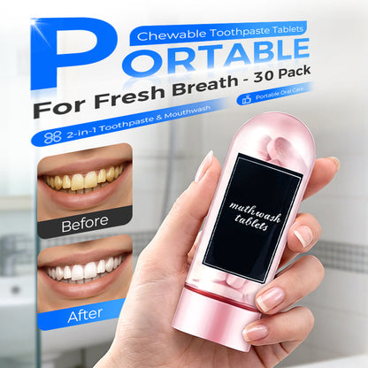 Tabletas de Pasta Dental Masticables Portátiles para un Aliento Fresco - Paquete de 30