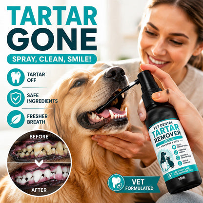 🐾 ¡50 % DE DESCUENTO AHORA! Spray dental suave para mascotas – Spray removedor de sarro formulado por veterinarios para perros y gatos. Solución segura para el cuidado bucal que elimina el mal aliento y reduce la placa.