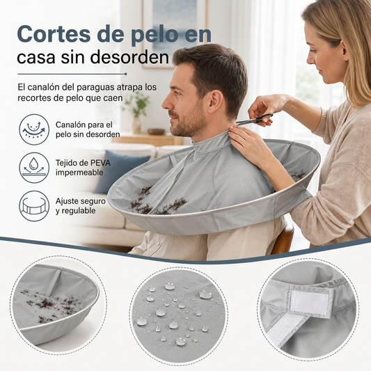 Capa de corte de pelo transpirable talla mediana gris para adultos y bata de salón para teñir el pelo inodora