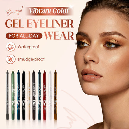 Delineador de ojos en gel de color vibrante para uso de todo el día.