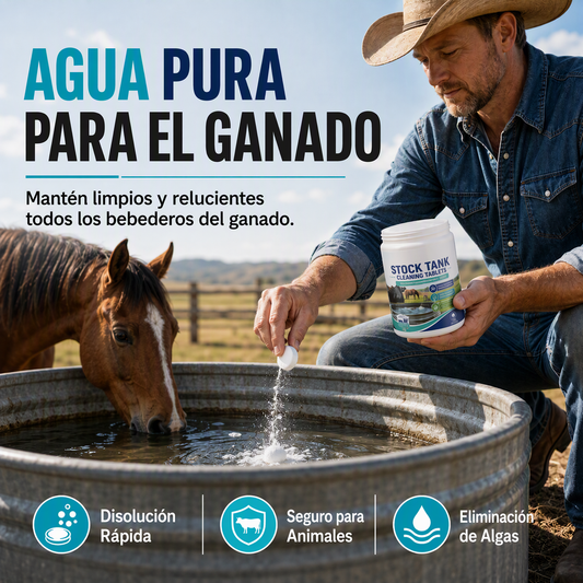 Tabletas de limpieza de rápida disolución para tanques de agua y bebederos de ganado