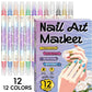 Set de Plumones Doble Punta para Nail Art y Decoración de Uñas