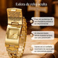 Regalo del Día de la Madre Summervibes, Reloj con Cristales Brillantes y Cruz, Esfera Rectangular Geométrica, Pulsera de Metal Premium, Perfecto para la Elegancia Diaria y Regalos